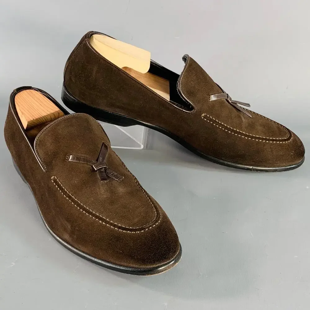 Gucci Dark Brown Suede Tassel Slip-On Loafers